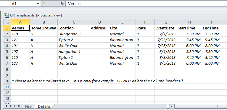 Excel Template Tab 2